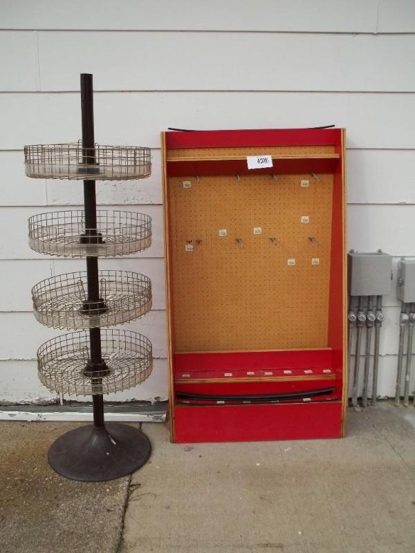 Red wood display shelf, turntable d...