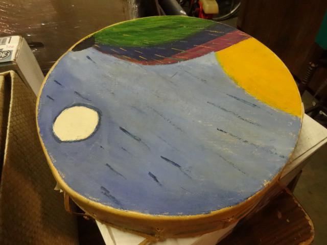 lot 109 image: Hand made drum for display...
