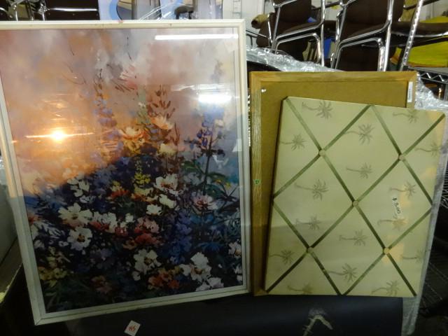 lot 126 image: Cork board framed flower print. Fab...