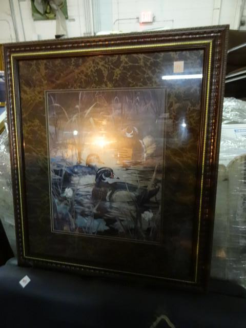 lot 127 image: Framed duck print...