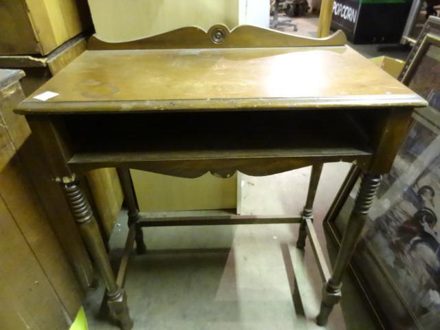 lot 145 image: Vintage wood desk. Little wear on f...
