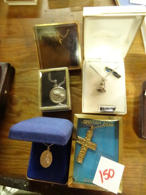 lot 150 image: 5 religious necklaces...