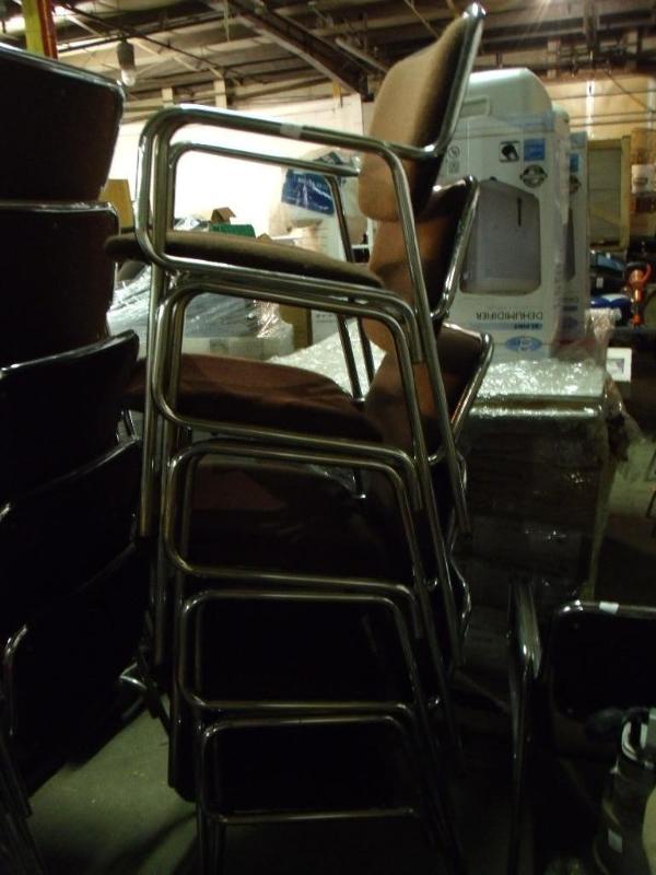lot 5 image: 5 metaL framed stack chairs...