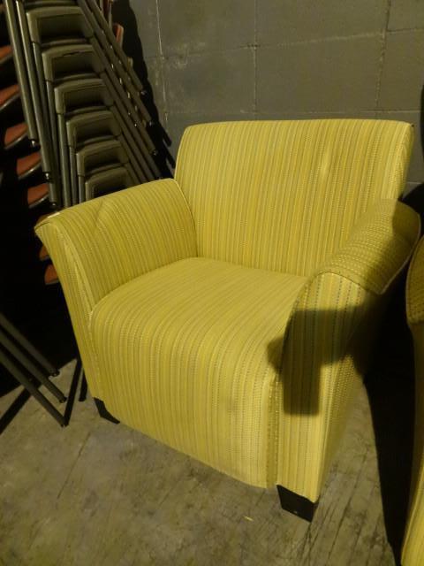 lot 50 image: Fabric waiting room sofa chair....