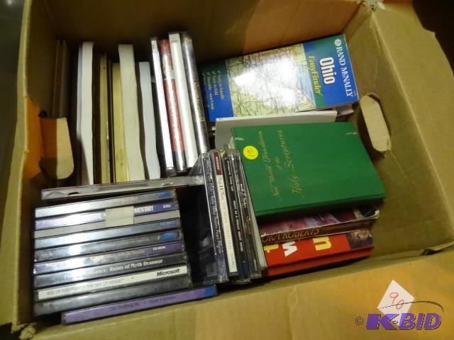 lot 90 image: Box of misc books cds and pc discs...