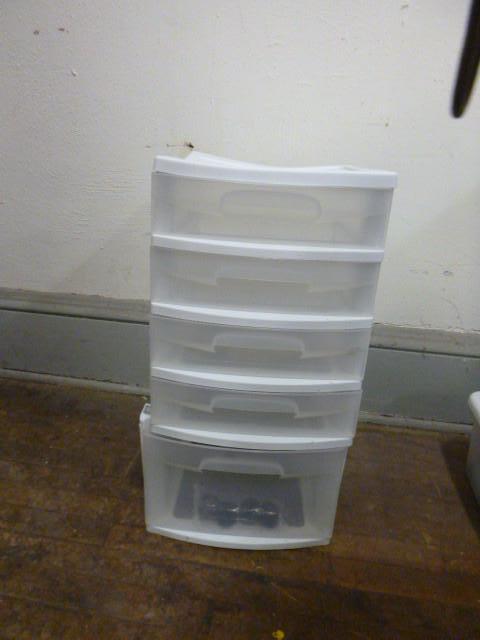 lot 106 image: 5 Drawer Storage Unit with Casters ...