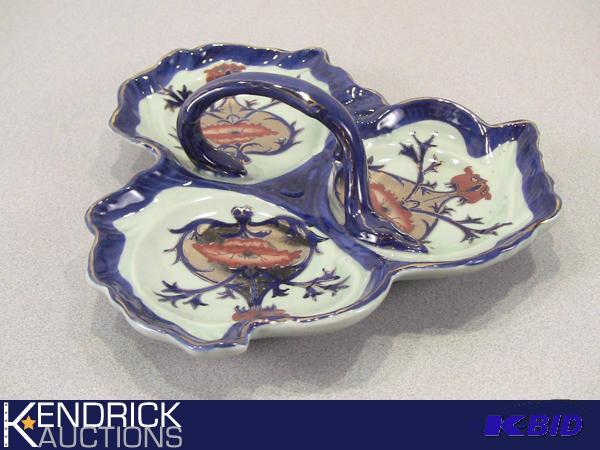lot 100 image: Antique Porcelain Victoria Wass Ironstone Cobalt Blue Serving Tray
