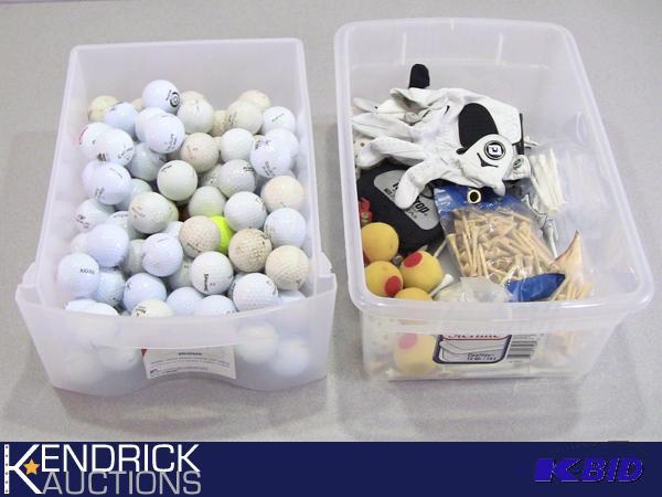lot 122 image: Lot Of 100 Golfballs and Various Golfing Accessories