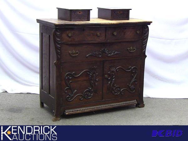 lot 16 image: Antique Solid Wood Dresser and Cubbys
