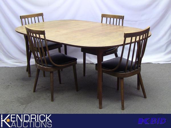 lot 2 image: Vintage Eames Era Bentwood Dinning Room Table and Chairs