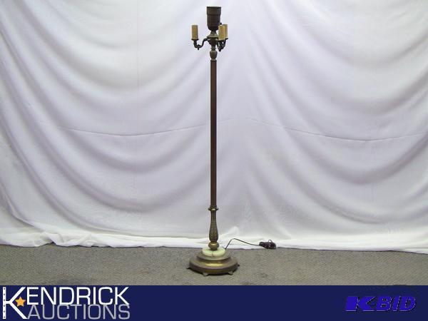 lot 26 image: Antique Brass and Marble Standing Lamp