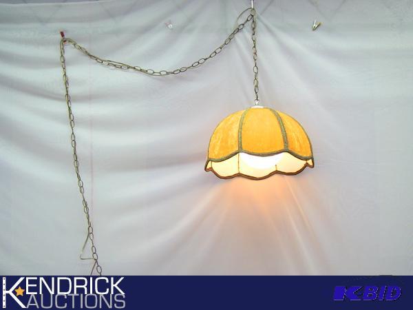 lot 31 image: Vintage Yellow Velvet Hanging Lamp