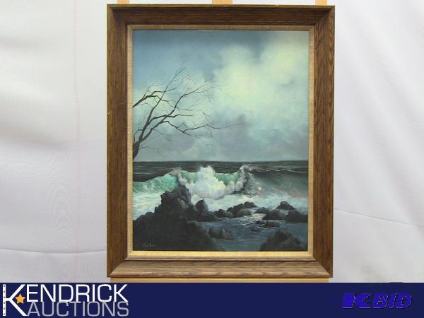 lot 34 image: Seaside Oil Painting by Chieko Amadon