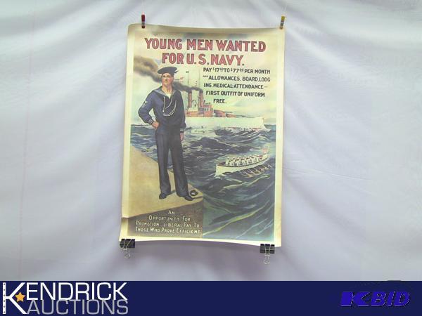 Pre WWI Young Men Wanted Recruiting Poster