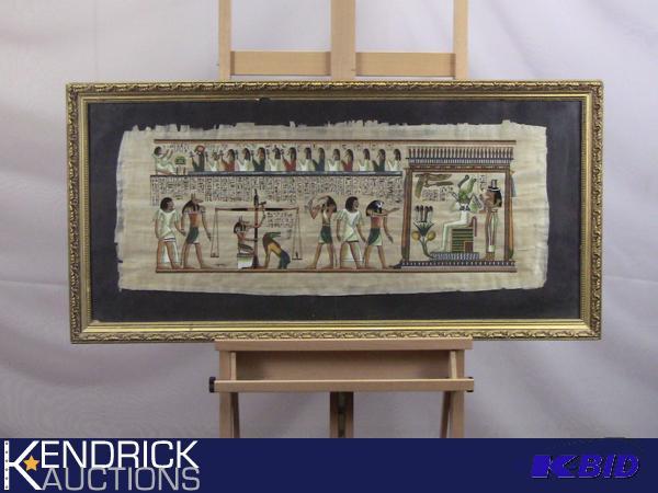 Vintage Framed Egyptian Book Of The Dead Papyrus