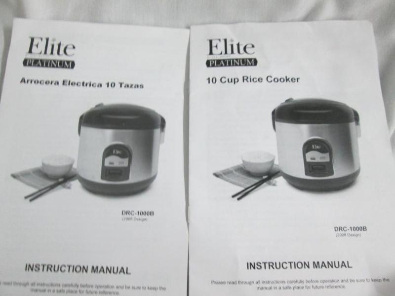 Elite Platinum 10Cup Rice Cooker with Stainless Steel Cooking Pot