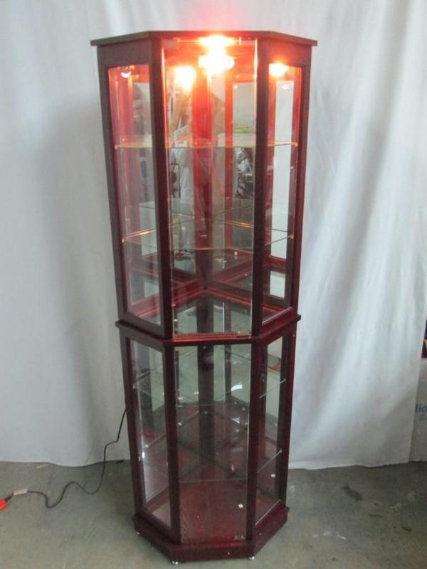 MyHome 5-Sided Corner Curio Cabinet - Cherry