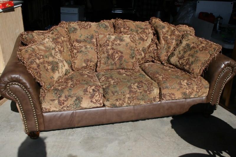 7 1&quot couch, cloth and leather...