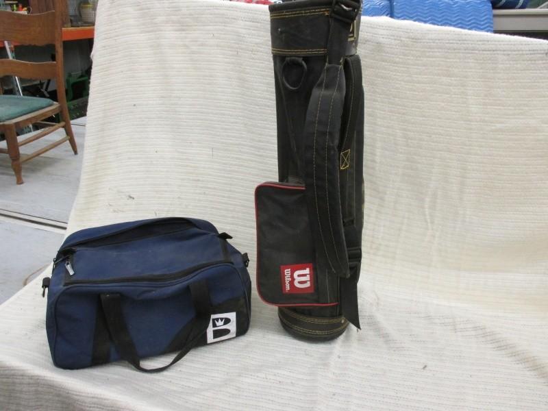 Jr. golf bag and a bowling bag...