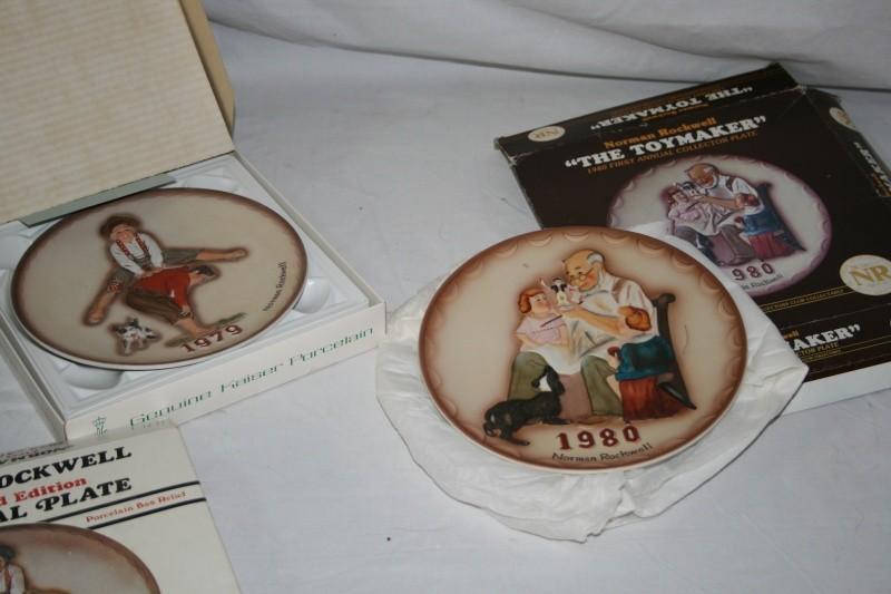 2 porcelain dated Norman Rockwell p...