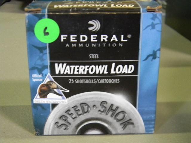 lot 6 image: Full box of 12 gauge Federal 4-shot...