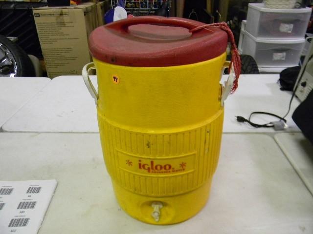 lot 94 image: Large round yellow and red Igloo dr...