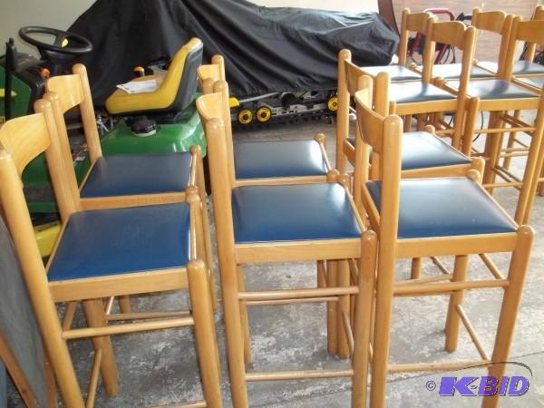 A set of 6 bar stools, blue vinyl, ...