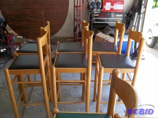 A set of 6 bar stools, black vinyl,...