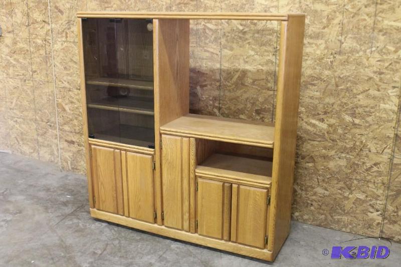 lot 8 image: Wooden Entertainment Center wrollers