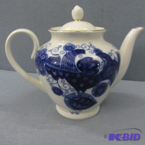 Cobalt and White Teapot