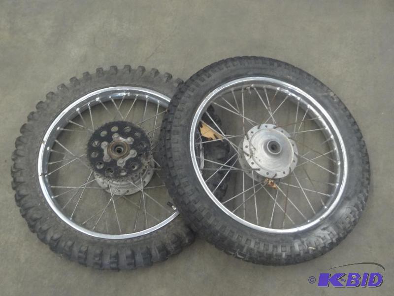 lot 74 image: Set Of Dirt Bike Tires & Rims...
