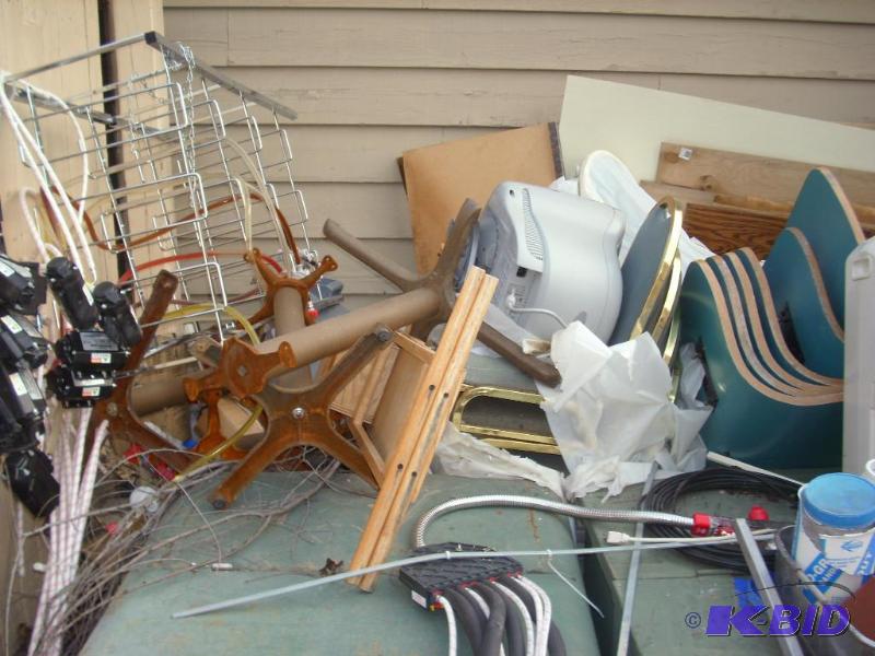 lot of misc, chairs, table tops, ch...