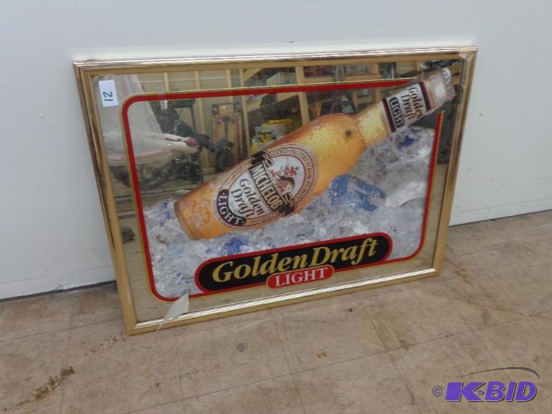 lot 12 image: Framed Michelob Golden Draft Light ...