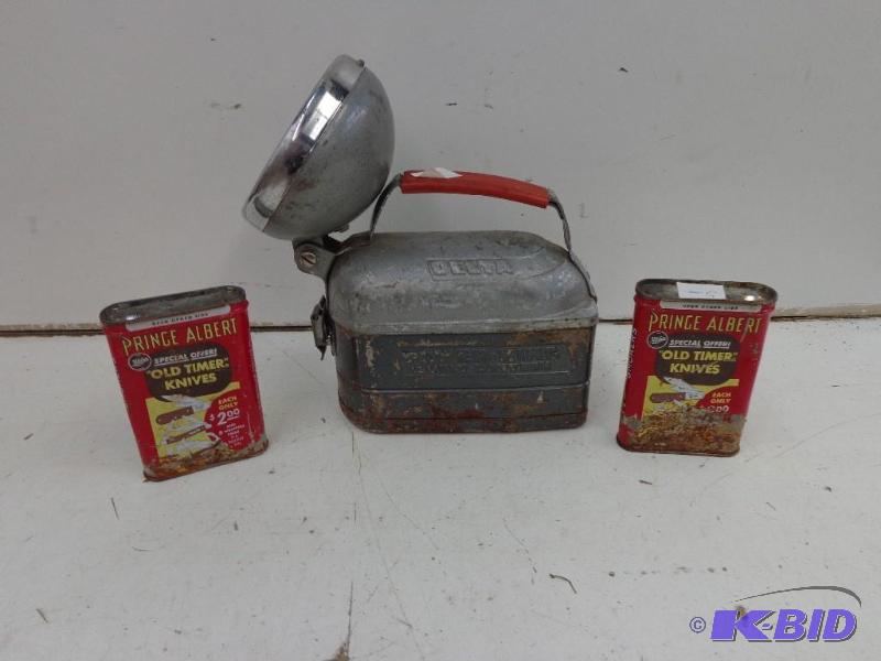 lot 24 image: Antique Lantern and Cigarette Tins ...