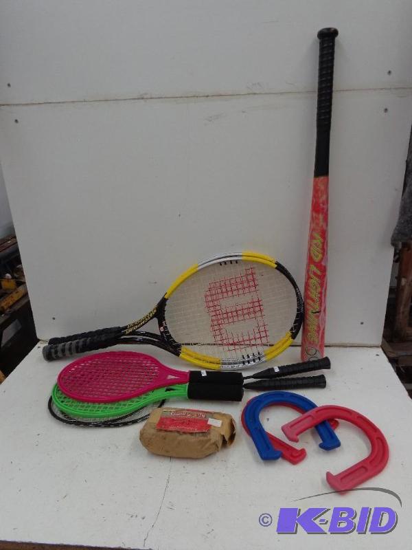 lot 38 image: Tennis Rackets, Basketball Net, and...
