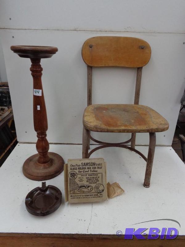 lot 44 image: Vintage Ashtray Holder, Chair, and ...