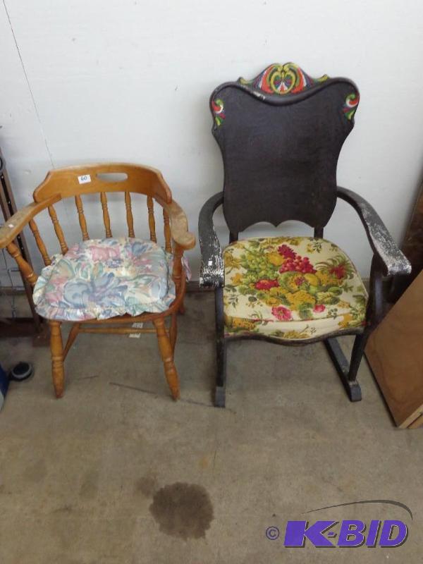 lot 60 image: 2 Wooden Chairs (1) 20" x 17&q...
