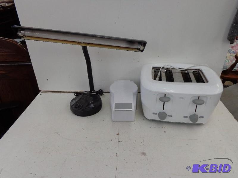 lot 78 image: Lamp, Slicer, and Toaster Desk Flor...