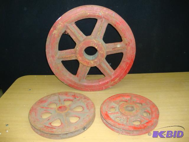 Cast Iron Farm Pulleys, lot of 3...