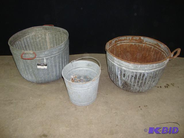 Steel Buckets or Basins, Lot of 3...