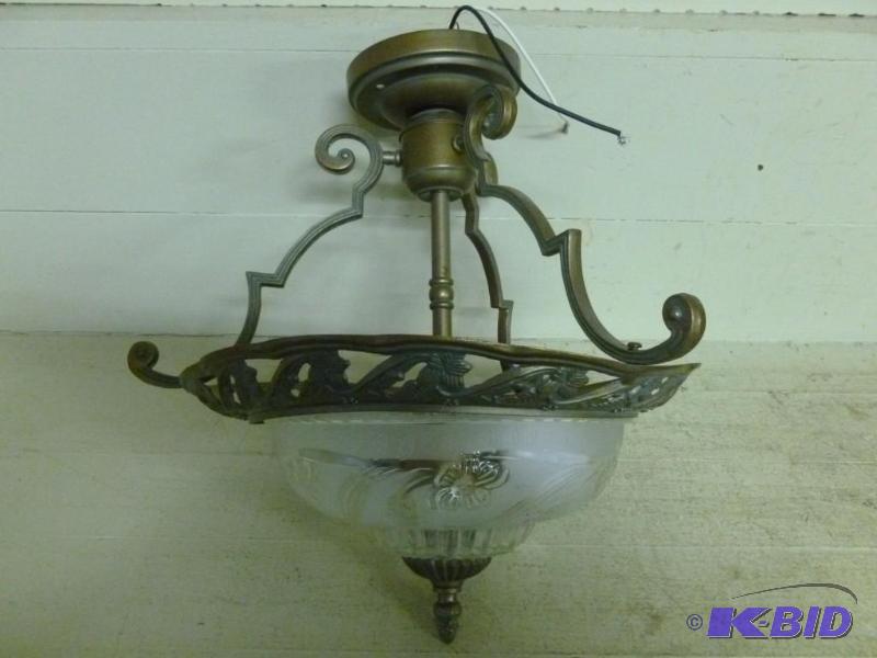 lot 224 image: Hard wired cast brass ceiling light...