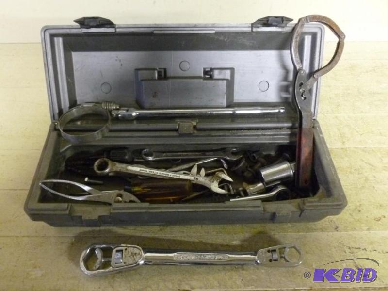 lot 24 image: Heavy gage plastic toll box loaded ...