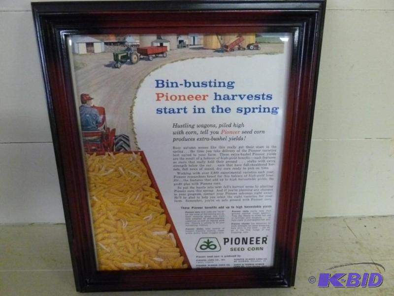 lot 278 image: Vintage Pioneer Seed Corn wood fram...