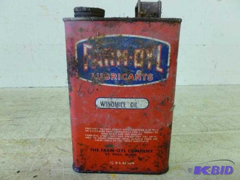 lot 302 image: Vintage Farm-Oyl Company metal wind...