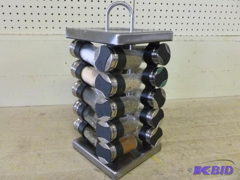 lot 362 image: Large 20 pc. revolving metal spice ...