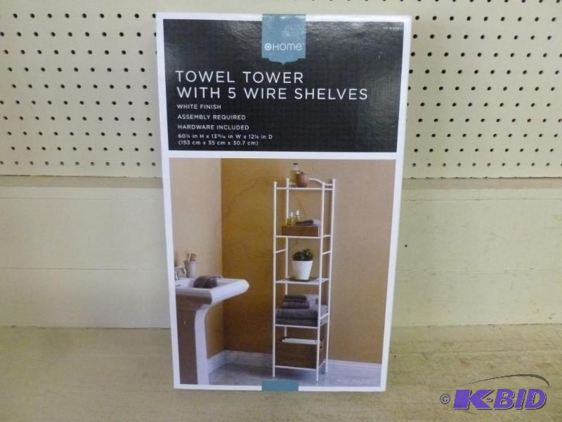 lot 373 image: Home 5 tier wire shelf towel tower,...