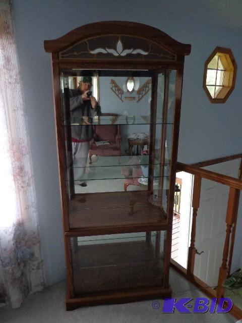 lot 48 image: 5 Shelf Curio Cabinet Glass Front a...