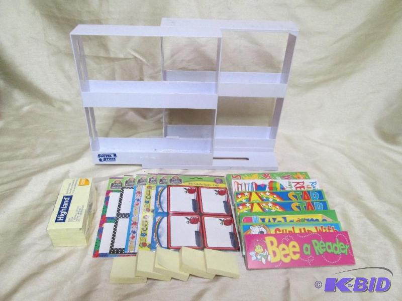 Lot of stickersname tags, book mar...