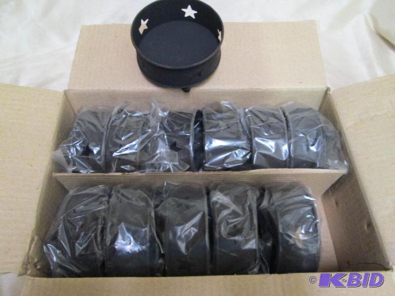 Lot of 12 metal candle holders with...