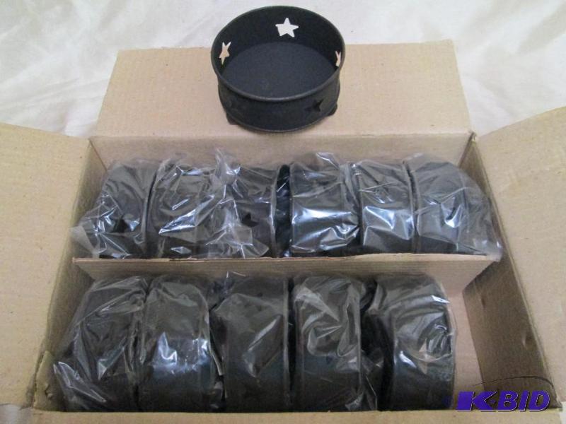 Lot of 12 metal candle holders with...